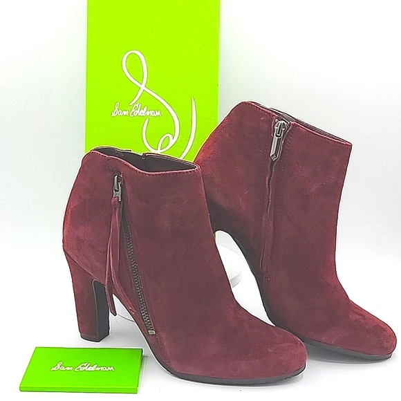 Sam Edelman Shoes - Sam Edelman Sadee Burgundy Suede Ankle Booties
